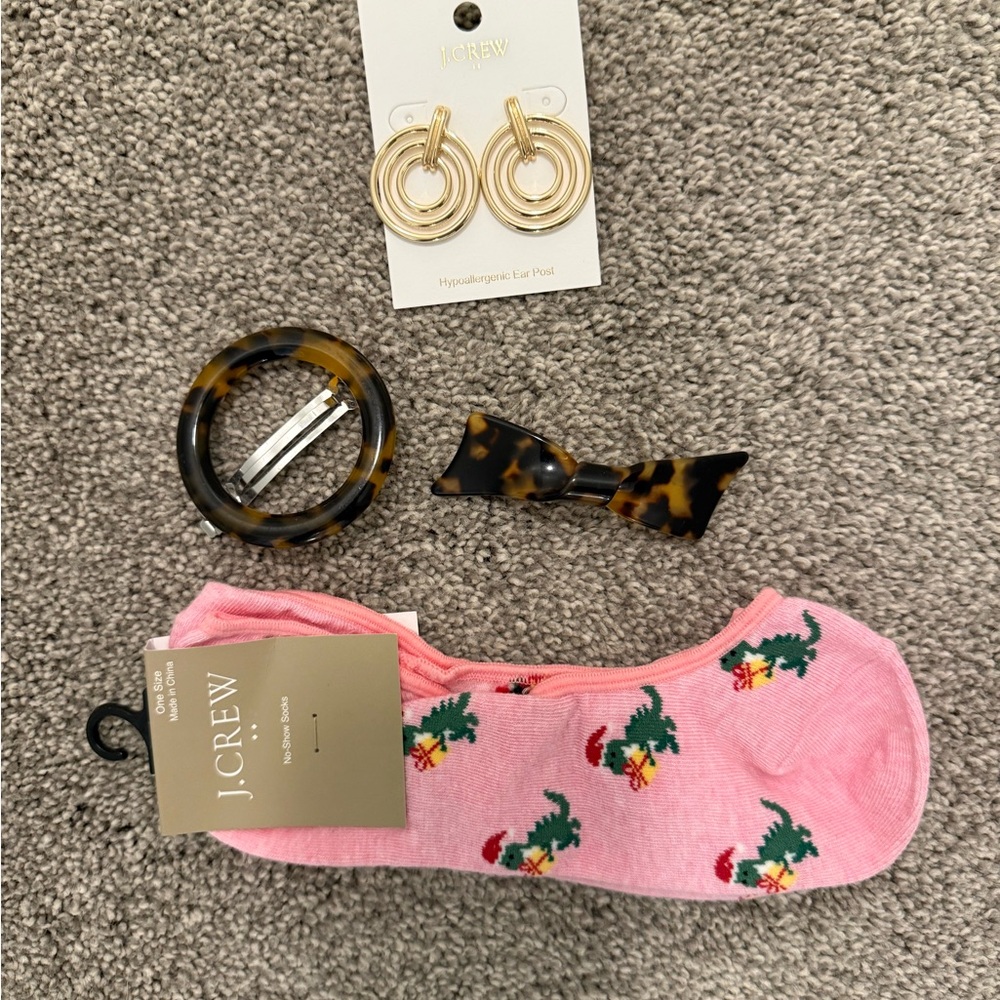 J Crew bundle. Socks, barrettes, earrings
